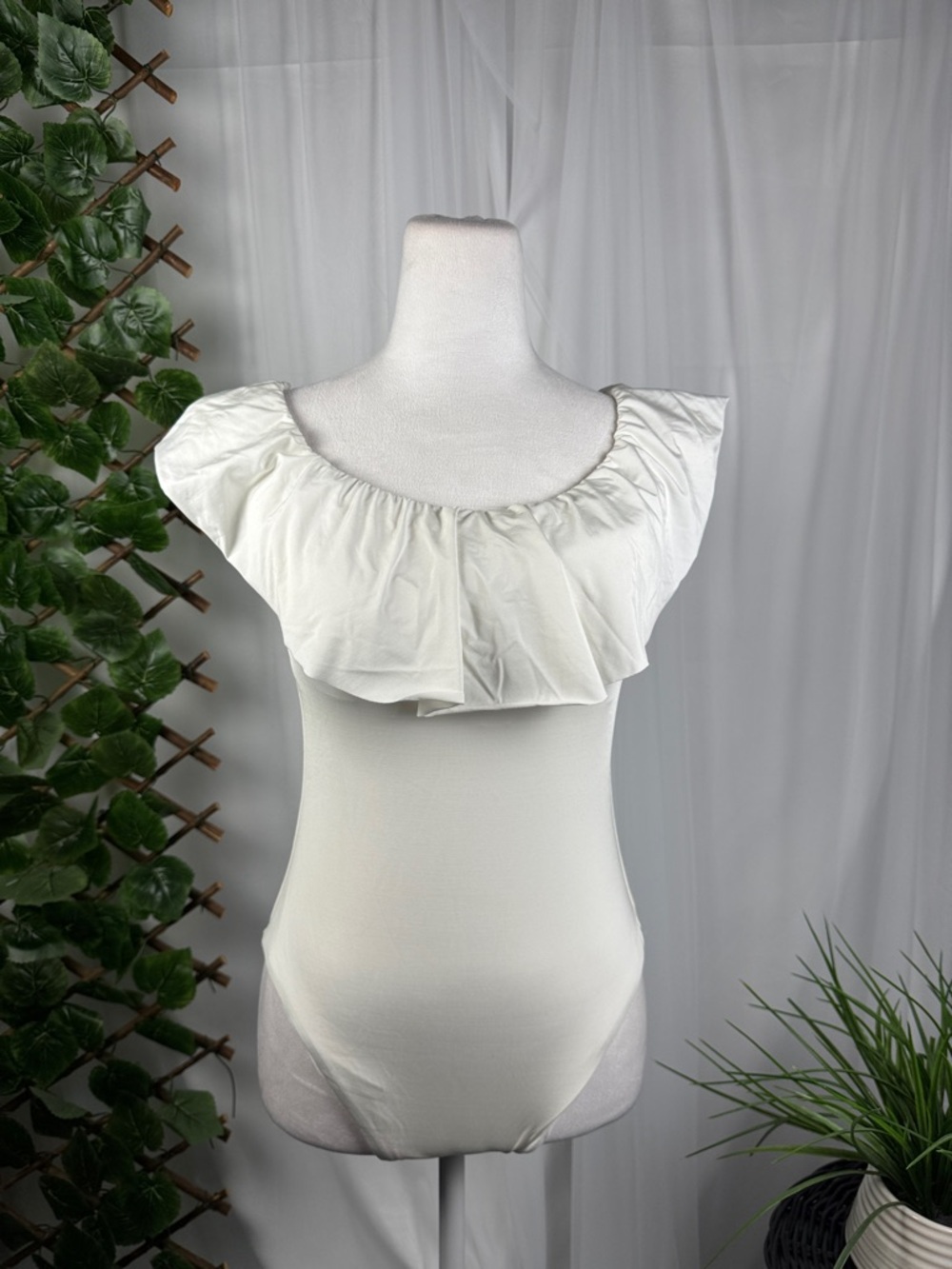 Trina Turk Ivory Ruffle One-Piece Swimsuit
